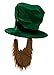 Adult Plush Leprechaun Green Top Hat w/Buckle Accent & Beard