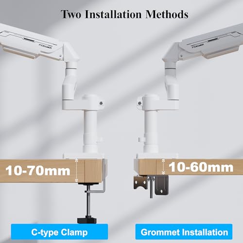 Fydeamer Monitor Stand With Extention Arm for 17-32 inch Screens, Heavy Duty Gas Spring Fullmotion Monitor Mount holds 2-11kg, LED/LCD Display Arm, VESA 75×75/100×100, White