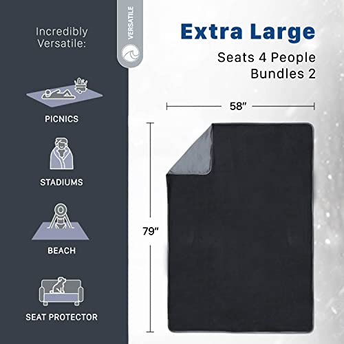 Oceas Outdoor Waterproof Stadium Blanket - Thicker Weather Proof and Windproof Blankets for Camping, Sporting Events, Picnic and Car Use - 100% Waterproof Insulated Foldable Blanket and Throws