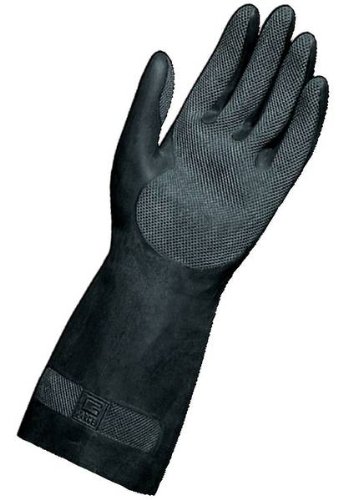 MAPA Technic NS-401 Neoprene and Natural Latex Glove, Chemical Resistant, 0.022" Thickness, 12-1/2" Length, Size 7, Black (Bag of 12 Pairs)