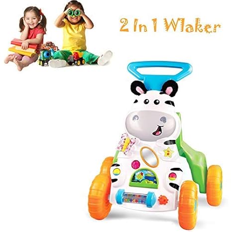 Jukkre Activity Toddler and Baby Walker, Multi-Function Baby Stroller, Seated or Walk-Behind Position, Easy to Fold, Fun Toys and Activities for Baby Girl or boy (Multicolor)