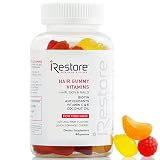 iRestore Hair Vitamins Gummies - Biotin Gummies, Vegan Hair Gummies for Growth - Hair Skin and Nails Gummies with Vitamin C & E, Coconut Oil, Turmeric - Sugar Bear Hair Vitamins Gummy for Men & Women