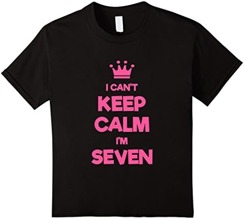 Kids Keep Calm I'm Seven - 7th Birthday Gift T-Shirt Pink 8 Black