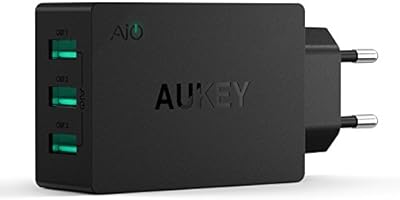 AUKEY Cargador USB de Pared con Tecnolog&iacute;a AiPower Enchufe europeo para iPad Air/Air 2, iPad Mini; iPhone 6 Plus/ 6/ 5S/ 5/ 4S; Samsung Galaxy S4 /S3/ Note 3/ Note 2; Samsung Tab y otros dispositivos USB(3 Puertos)