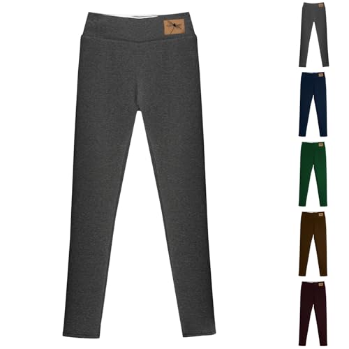 Angxiwan Fleece Lined Leggings Fleece Lined Leggings for Women UK Tummy Control Stretchy Pants Full Length Soft Elastic Trousers High Waisted Gym Womens Black with Phone Pocket