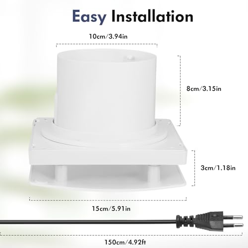 Strixorn VMC Bathroom Extractor 100 mm, 130 m³/h Bathroom Extractor with Remote Control, 2 Directions, 3 Speed, Powerful Ventilation, for Bathroom, Kitchen, Toilet, Garage