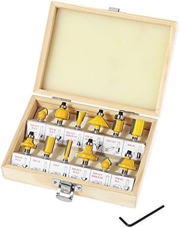 Yunso 12pcs 1/4'' Shank Tungsten Carbide Tipped Router Bit Set Tool with Wooden Storage Case