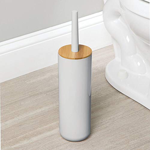 mDesign Compact Freestanding Plastic Toilet Bowl Brush and Holder for