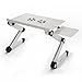 Pwr+ Portable Laptop-Table-Stand with Mouse Pad Fully Adjustable-Ergonomic Mount-Ultrabook-Macbook Light Weight Aluminum-Silver Bed Tray Desk Book Fans Up to 17