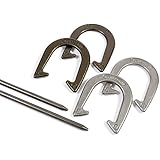EastPoint Sports Official Weight Horseshoe Set with Molded Case - Features Solid Steel Stakes and Portable Carry Caddy