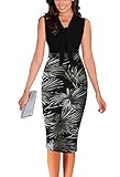 REPHYLLIS Women Elegant V Neck Wear to Work Cocktail Casual Party Pencil Dress