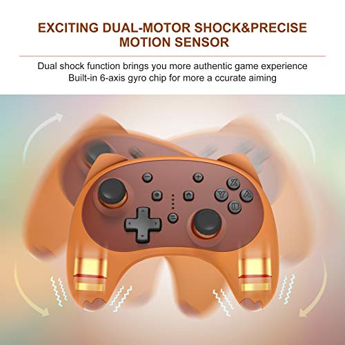 KINGEAR Wireless Controller for Nintendo Switch Kawaii Accessory Cat Controllers Gifts for Women Gifts for Men, Gaming PC Controllers for Nintendo Switch Games with 6 Axis/Turbo/Motion Control