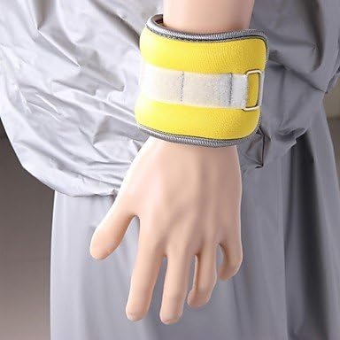 Neoprene Yellow Wrist/Ankle Weights (0.5KG pair) 1KG Set Filled with Iron Sand for Running Exercise