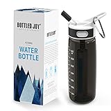 BOTTLED JOY Water Bottle with Filter, 27oz Water Bottle with Replaceable 2-Stages Filter BPA Free Hollow Fiber Membrane Filter Reusable Straw for Hiking Camping Backpacking Hunting and Fishing