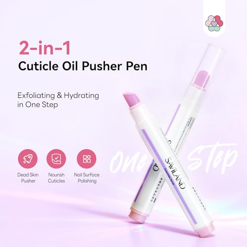 SAVILAND 3 in 1 Cuticle Pen, 2 Pieces Cuticle Scrub Pen for Cuticle Remover and Cuticle Oil with Ceramic Tip for Hair, Chapped and Dry Nails