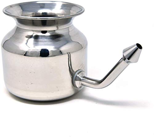 WC_304 Grade Stainless Steel Ayurvedic Jal Neti Pot for Sinus Congestion and Nasal Cleansing Non-Corrosive Unbreakable…