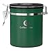 Coffee Gator Stainless Steel Container - Canister with co2 Valve, Scoop and Travel Jar - Medium, Green