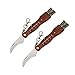 WOLFLAND 2 pcs Set Professional Folding Mushroom Hunting Knife Fungus Truffles Harvest Sharp Knives Natural Wood Handle Pocket Knife w/Bristle Brush