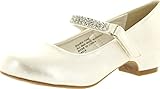 Little Angel Girls Daisy-759E Round Toe Rhinestone Strap Kiddie Heel Pump