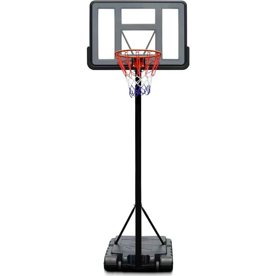 Photo 1 of Tymyp Basketball Hoop Outdoor, 4.9-10ft Basketball Portable Hoops & Goals, 44IN Basketball Stage System with Shatterproof Rear Part, Wheeled Base for Adults and Teenagers