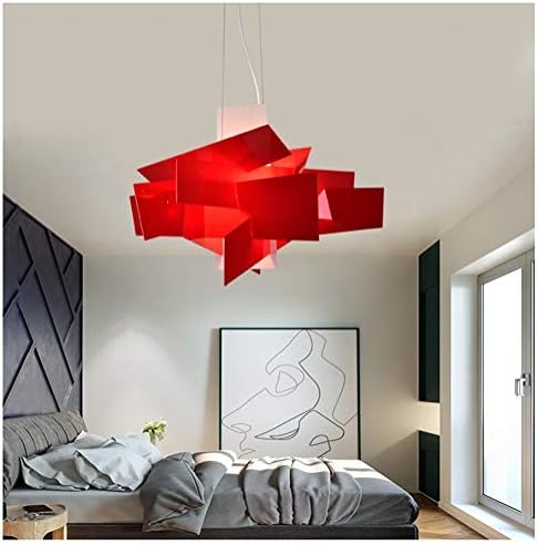 HN Lighting Chandelier Nordic Postmodern Creative Personality Art Restaurant Bar Lamp White Acrylic Stack Pendant Light (Color : Red)