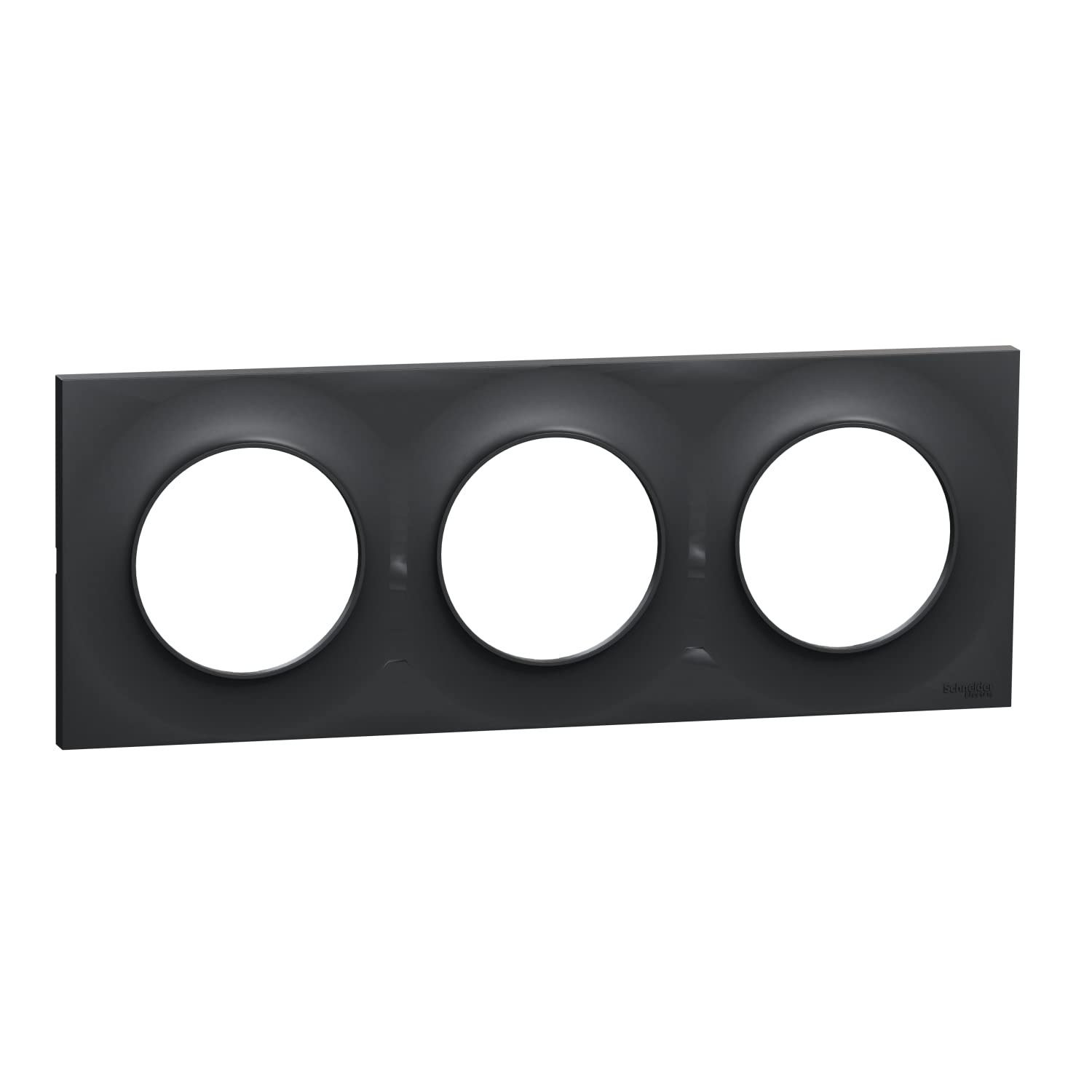 Schneider Electric Odace Styl S540706 Triple Finish Plate with 3 Holes Horizontal/Vertical Centre Distance 71 mm Clip-On Anthracite