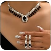 JWICOS Crystal Bridal Jewelry Set Statement Choker Necklace Teardrop Dangle Earrings Set Rhinestone Wedding Jewelry Set for Women Bride Bridesmaid Party Prom