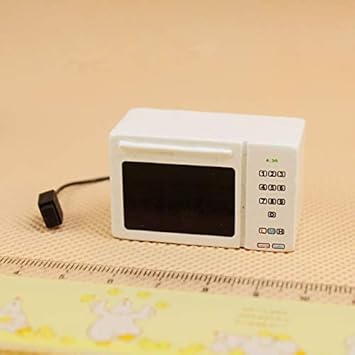 RONSHIN White Mini Microwave Oven Furniture Toy for 1:12 Doll Decor Accessories