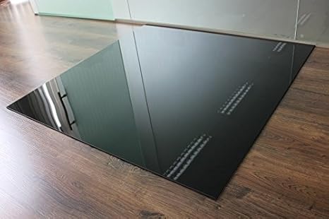 Rechteck 120x130cm Glas schwarz - Funkenschutzplatte Kaminbodenplatte Glasplatte f. Kaminofen (Schwarz RE120x130cm - mit Sili