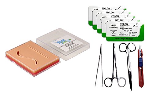 Your Design Medical KT201 KT201 Suture Pad Practice Combo Kit (3-Layer Pocket Pad, Tools & 5X 4-0 Nylons)