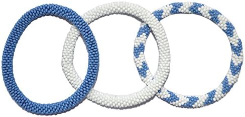 Blue and White Handmade Bracelets Set, Seed Beads,Nepal, BS108