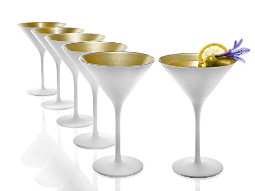 Stölzle Lausitz Elements Cocktailschale, Glas, weiß-Gold, 6 Stück (1er Pack), 6