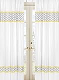 Sweet Jojo Designs Yellow and Gray Chevron Zig Zag Window Treatment Panels - Set of 2