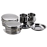 BeGrit Camping Cookware Mess Kit Backpacking Camp Pot Bowls Spork Cup Picnic Cooking Equipment 8 Piece Cookset for Hiking Outdoors