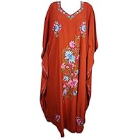 Mogul Womens Caftan Sexy Kaftan Floral Embellished Hostess Maxi Dress Resort Wear