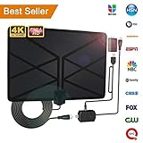 2018 Newest TV Antenna,Indoor Amplified Digital HDTV Antenna 65-100 Mile Range with 4K 1080P HD VHF UHF Freeview TV for Life Local Channels Broadcast for All Types of Home Smart Television (Black)