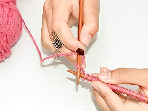 VintageBee 6 Pack 2 Size Metal Yarn Guide Finger Holder Knitting Thimble for Crochet Knitting Crafts Accessories Tool - Thumbnail 3