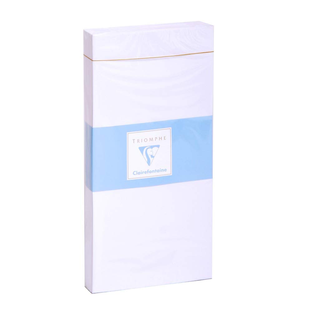 Clairefontaine 8515C - Pack of 25 White Lined Envelopes Triomphe DL- 110x220mm- Gummed - 130g/m² - White Colour - Correspondence - Manufactured in France