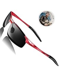 ROCKNIGHT UV400 Sunglasses for Men Polarized UV Protection Beach Cool Sunglasses Outdoor Red Frame Sunglasses