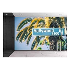 Hollywood Boulevard Street Sign - Canvas Art Wall Mural Decor - 66"x96"