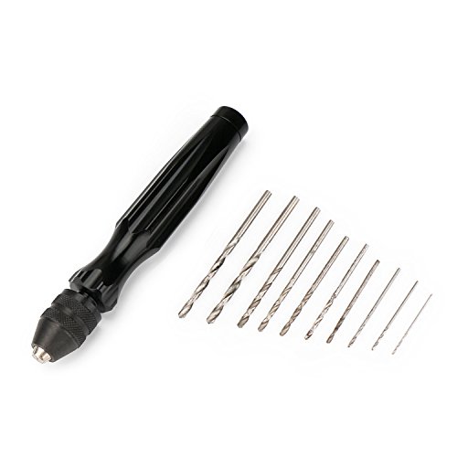 EnPointâ„¢ Woodworking DIY Pin Vise Hand Drill CNC Aluminium Alloy Handle Countersink Reamer for Model Resin Jewelry Walnut Amber Beeswax Nut Beads Ivory Plastic with 10pcs Twist Drill Bits