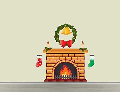 Christmas Chimney - Mural Wall Decal for Home Room Door Car Laptop Christmas Decoration Removable Vinyl Window Door Mural Decal Sticker (Wide 33" x 33" Height)