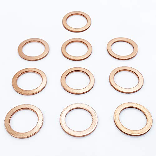 Prime Ave OEM Copper Oil Drain Plug Washer Gaskets For Mercedes Part#: 007603-014106 (Pack of 10)