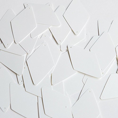 Soft White Pearly Sequin Long Diamond 1.75 inch Couture Loose Paillettes. Made in USA.