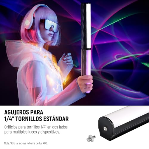 NEEWER RGB Light Wand with APP Control, Magnetic Handheld Photography Video Light Stick,2500K~8500K Dimmable CRI95+ Full Color LED Tube Bar with 2550mAh Battery, 17 Light Scenes for Vlog, TL21C