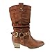 Refresh AD44 Women's Western Cowgirl Pull On Block Heel Slouchy Mid Calf Boots