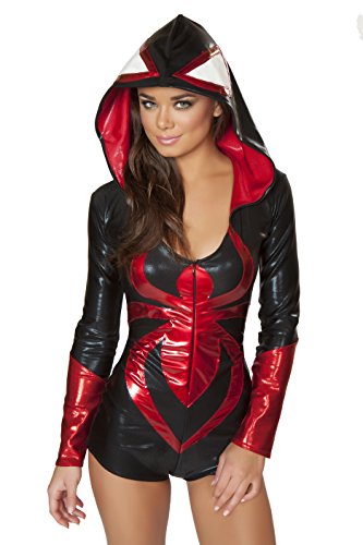 J. Valentine Women's Black Widow Hooded Romper Costume