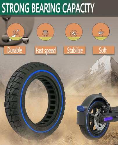 GLDYTIMES 10 Inch Off Road Tires, 10X2.125, 50/75-6.1 Solid Tire Replacement for Hiboy S2R Plus AOVOPRO ES80 Electric Scooter, 10x2/54-152 Honeycomb Tubeless Rubber Front Rear Tyre