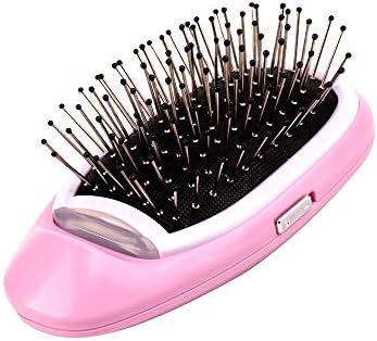 Geestock Portable Electric Ionic Hairbrush Mini Ion Hair Brush Comb Detangling Hairbrush (Pink)