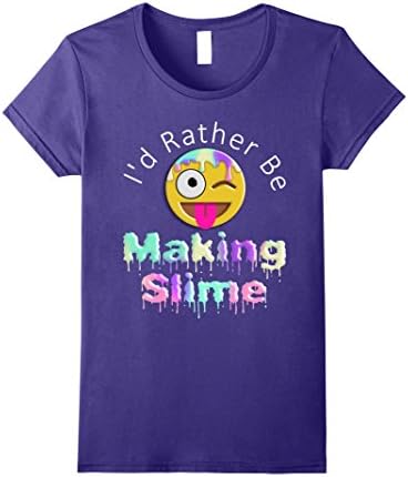 Womens Slime Emoji I'd Rather Be Making Slime Funny T-Shirt XL Purple